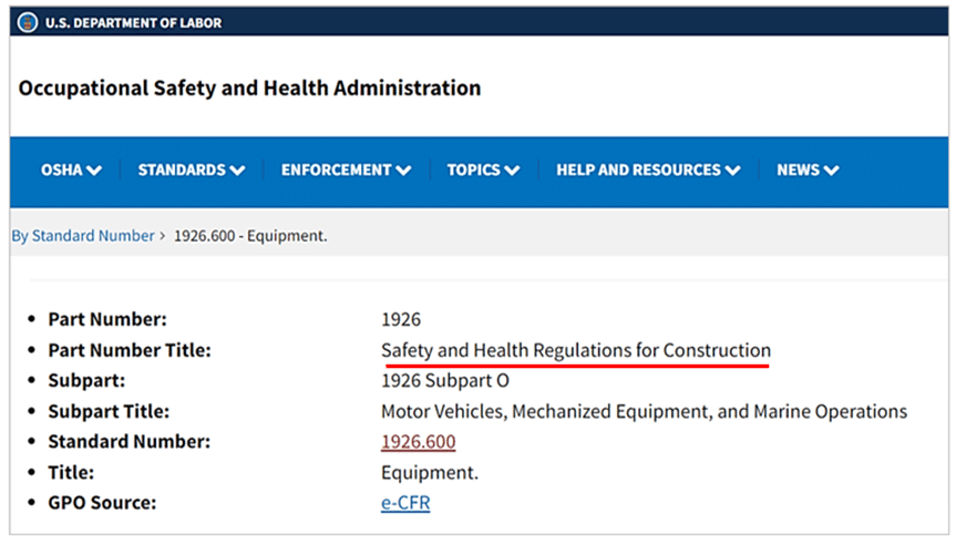 osha website screenshot